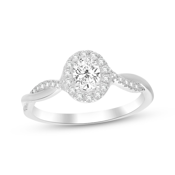 Adore Lab-Grown Diamonds Certified Oval-Cut Halo Engagement Ring 1/2 ct tw 14K White Gold