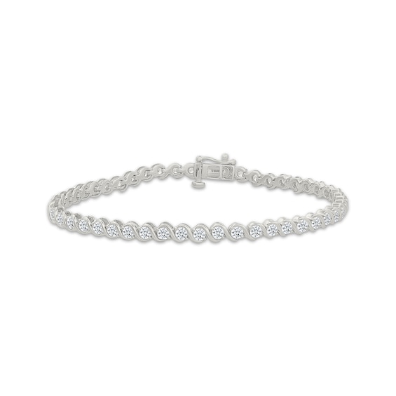 KAY Lab-Grown Diamonds "S" Curve Bracelet 3 ct tw Sterling Silver 7"