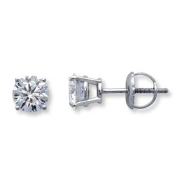 Diamond Solitaire Earrings 1 ct tw Round-cut 14K White Gold
