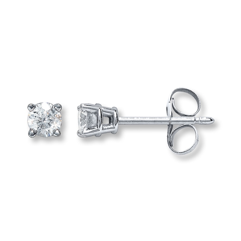 Diamond Solitaire Earrings 1/5 ct tw Round-cut 14K White Gold