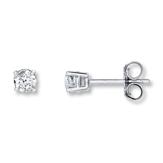 Diamond Solitaire Earrings 1/3 ct tw Round-cut 14K White Gold (K/I2)