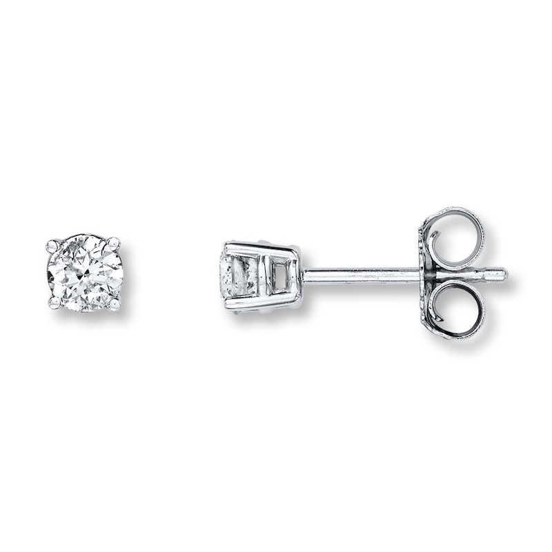 Main Image 1 of Diamond Solitaire Earrings 1/3 ct tw Round-cut 14K White Gold (K/I2)