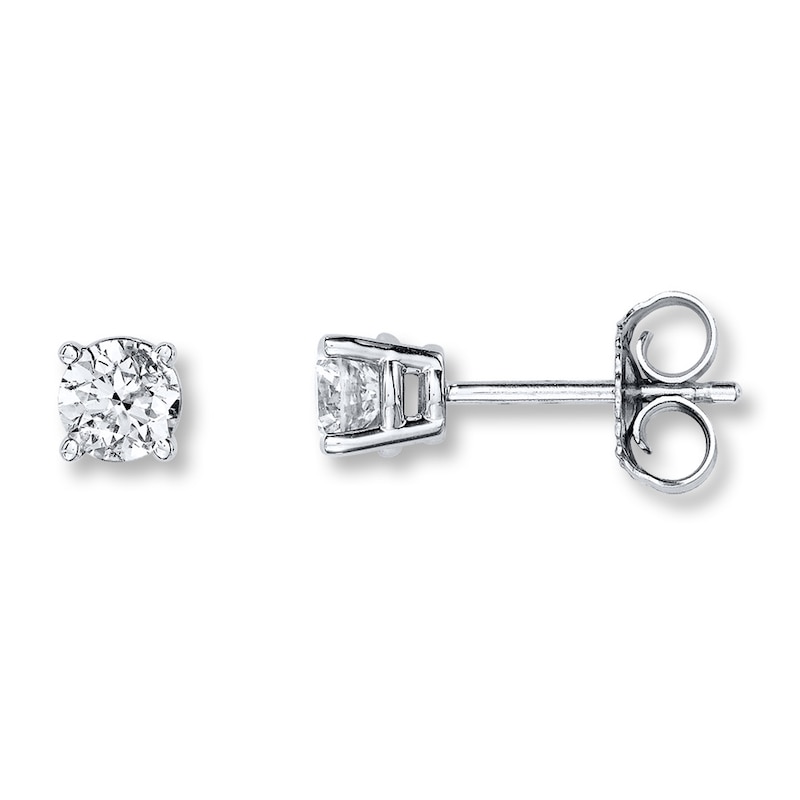 Diamond Solitaire Earrings 1/2 ct tw Round-cut 14K White Gold (K/I2)