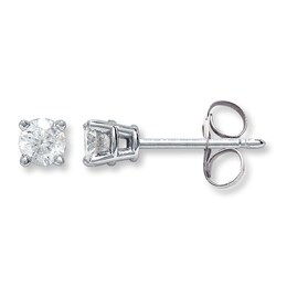 Diamond Solitaire Earrings 3/4 ct tw Round-cut 14K White Gold