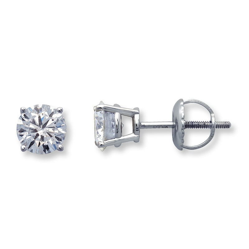Diamond Solitaire Earrings 1 ct tw Round-cut 14K White Gold (K/I2)