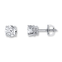 Diamond Solitaire Earrings 1-1/2 ct tw Round-cut 14K White Gold