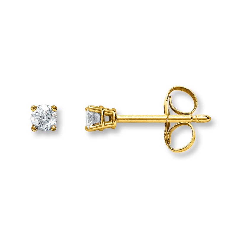 Main Image 1 of Diamond Solitaire Earrings 1/20 ct tw Round-cut 14K Yellow Gold (K/I2)