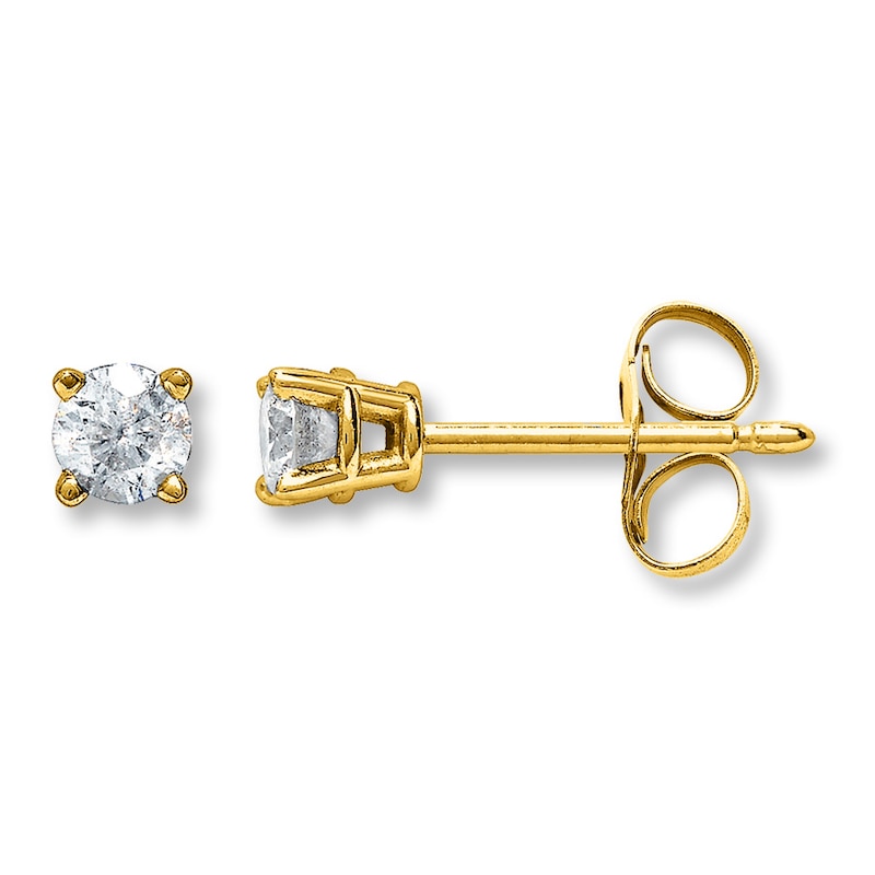 Main Image 1 of Diamond Solitaire Earrings 1/3 ct tw Round-cut 14K Yellow Gold (K/I2)