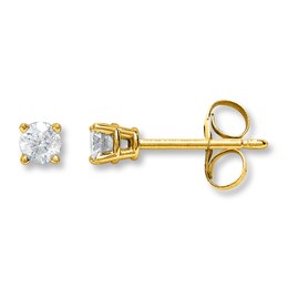 Diamond Solitaire Earrings 3/4 ct tw Round-cut 14K Yellow Gold