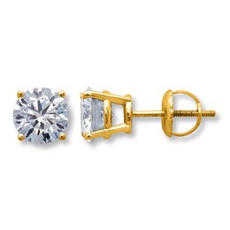 Diamond Solitaire Earrings 1 ct tw Round-cut 14K Yellow Gold