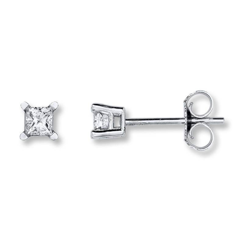 Main Image 1 of Diamond Solitaire Earrings 1/5 ct tw Princess-cut 14K White Gold (K/I2)