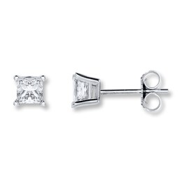 Diamond Solitaire Earrings 3/4 ct tw Princess-cut 14K White Gold