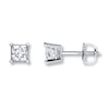 Thumbnail Image 0 of Diamond Solitaire Earrings 1 ct tw Princess-cut 14K White Gold (K/I2)