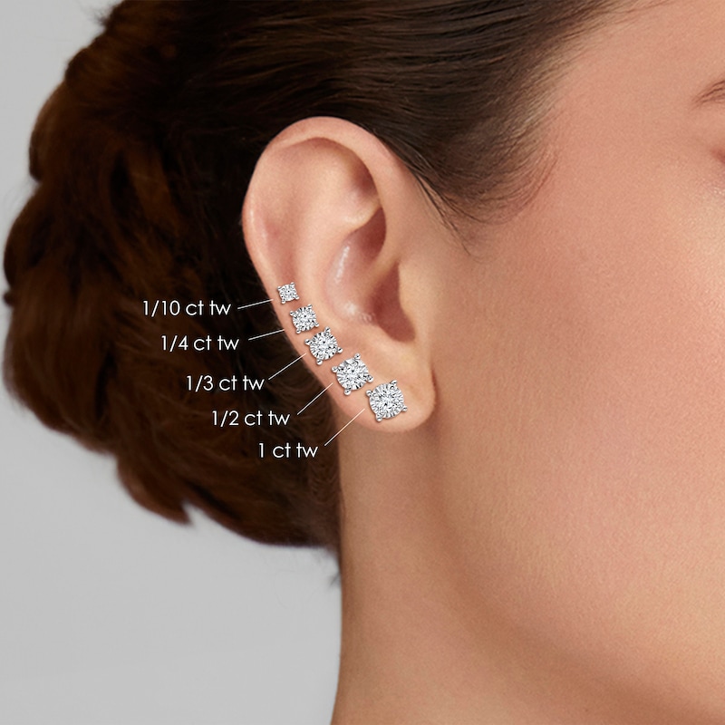 Main Image 3 of Radiant Reflections 1/5 ct tw Diamonds 10K White Gold Earrings (J/I3)