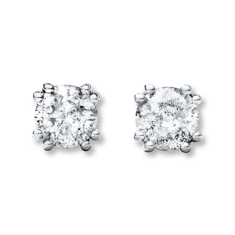 Main Image 1 of Diamond Solitaire Earrings 1 ct tw Round-cut 10K White Gold (J/I3)