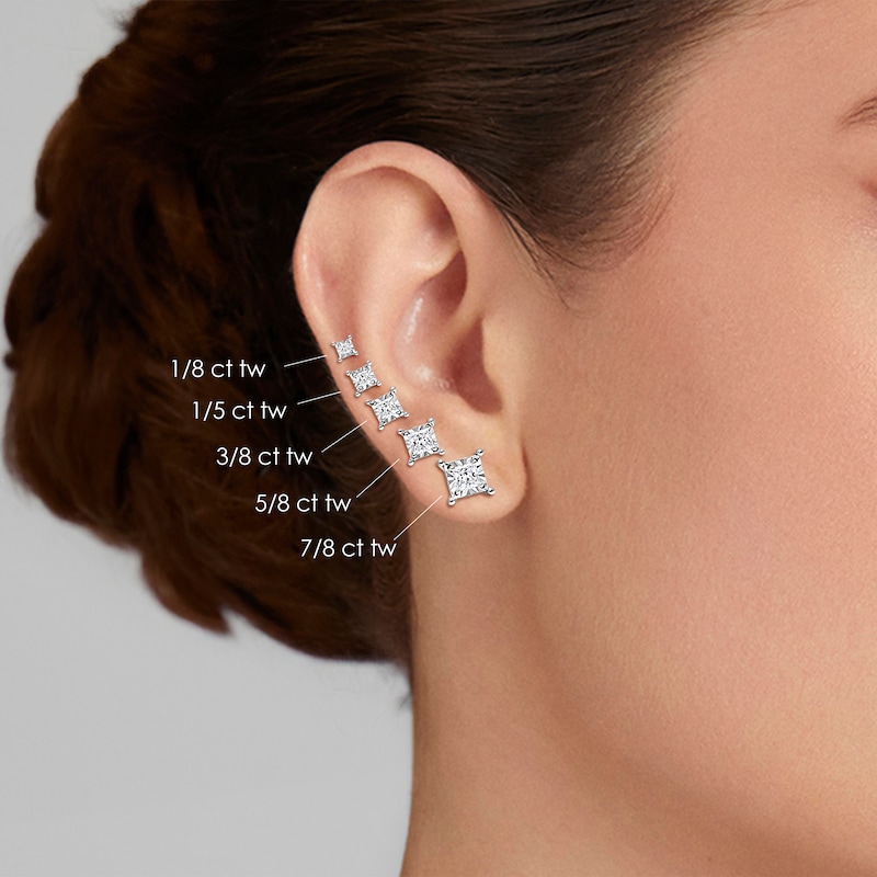 Main Image 3 of Radiant Reflections 1/5 ct tw Diamonds 10K White Gold Earrings (J/I3)
