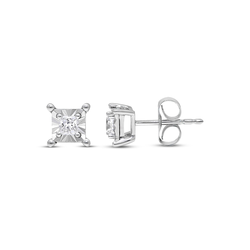 Solitaire Earrings 1/8 ct tw Diamonds Sterling Silver (J/I3)