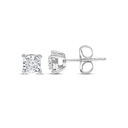Solitaire Earrings 1/8 ct tw Diamonds Sterling Silver (J/I3)