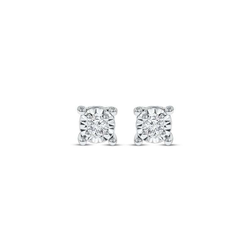 Solitaire Earrings 1/8 ct tw Diamonds Sterling Silver