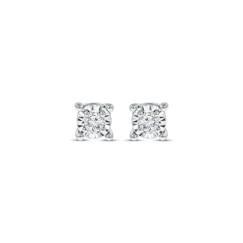 Solitaire Earrings 1/8 ct tw Diamonds Sterling Silver (J/I3)