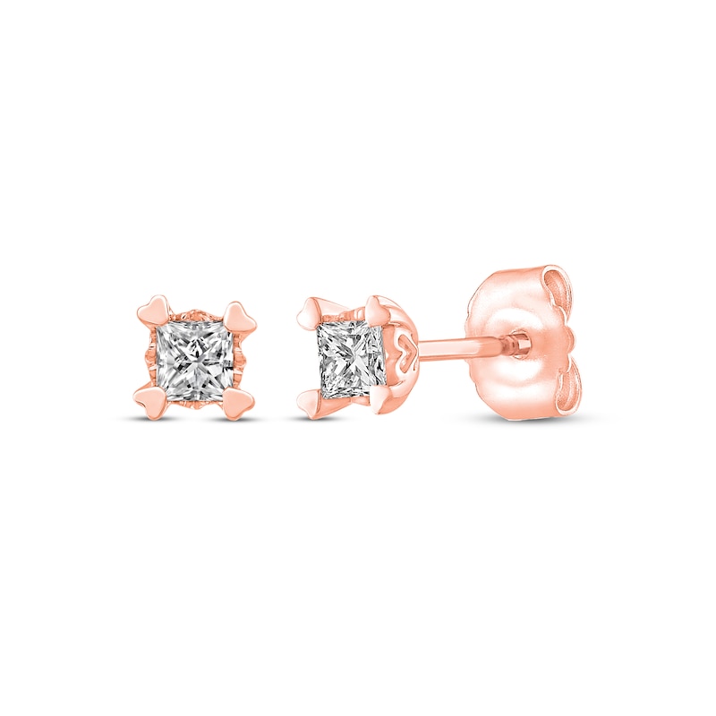 Diamond Earrings 1/4 ct tw Princess-cut 14K Rose Gold