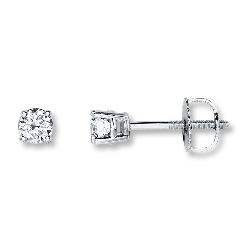 Diamond Solitaire Earrings 1/3 ct tw 14K White Gold (K/I1)