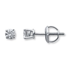 Diamond Solitaire Earrings 1/4 cttw Round-cut 14K White Gold (K/I1)