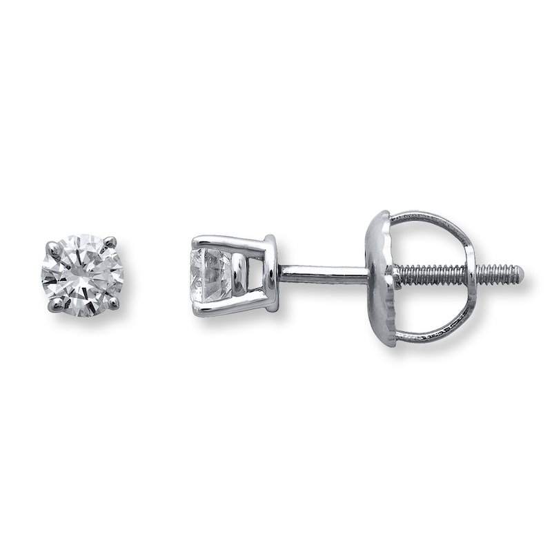 Main Image 1 of Diamond Solitaire Earrings 1/4 cttw Round-cut 14K White Gold (K/I1)