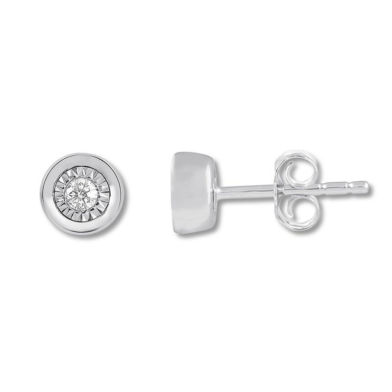 Diamond Solitaire Earrings 1/4 ct tw Round-cut 10K White Gold