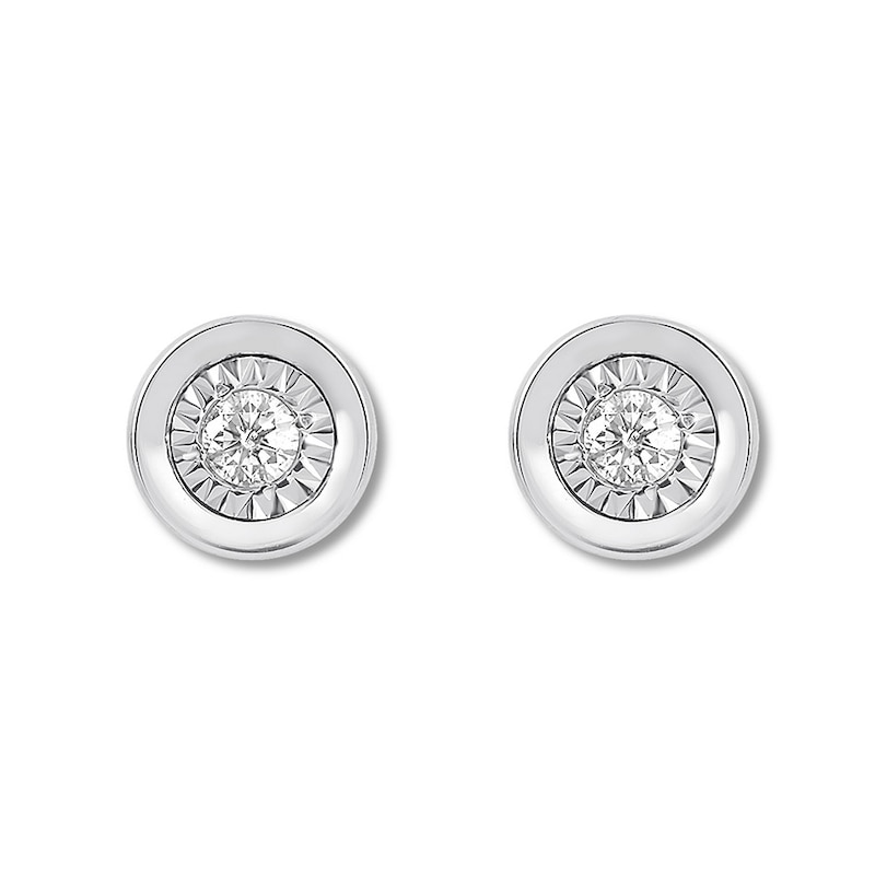 Diamond Solitaire Earrings 1/4 ct tw Round-cut 10K White Gold