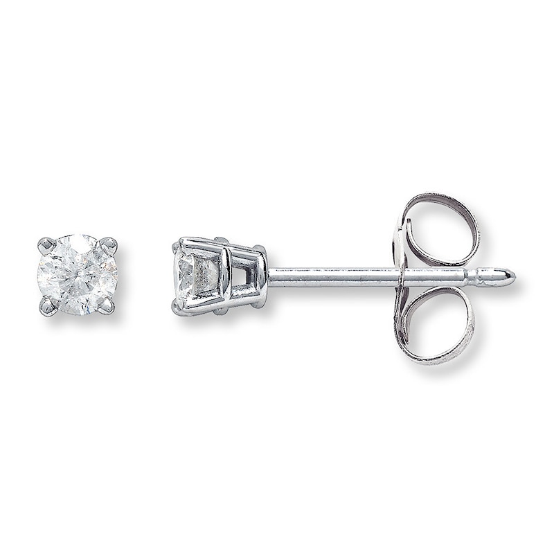 Diamond Solitaire Earrings 1/2 ct tw Round-cut 14K White Gold (K/I1)