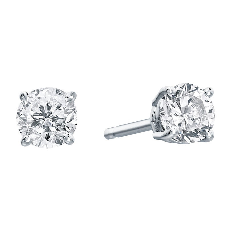 Diamond Solitaire Earrings 3/8 ct tw Round-cut 10K White Gold