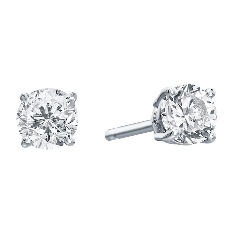 Diamond Solitaire Earrings 3/8 ct tw Round-cut 10K White Gold (J/I3)