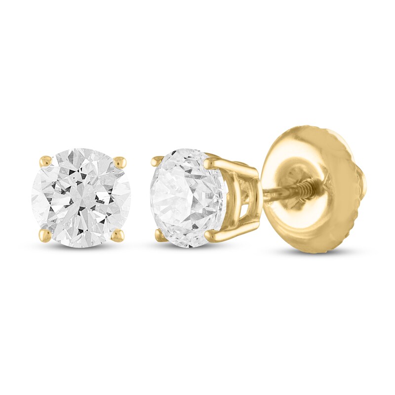 Certified Diamond Solitaire Earrings 1 ct tw 18K Yellow Gold