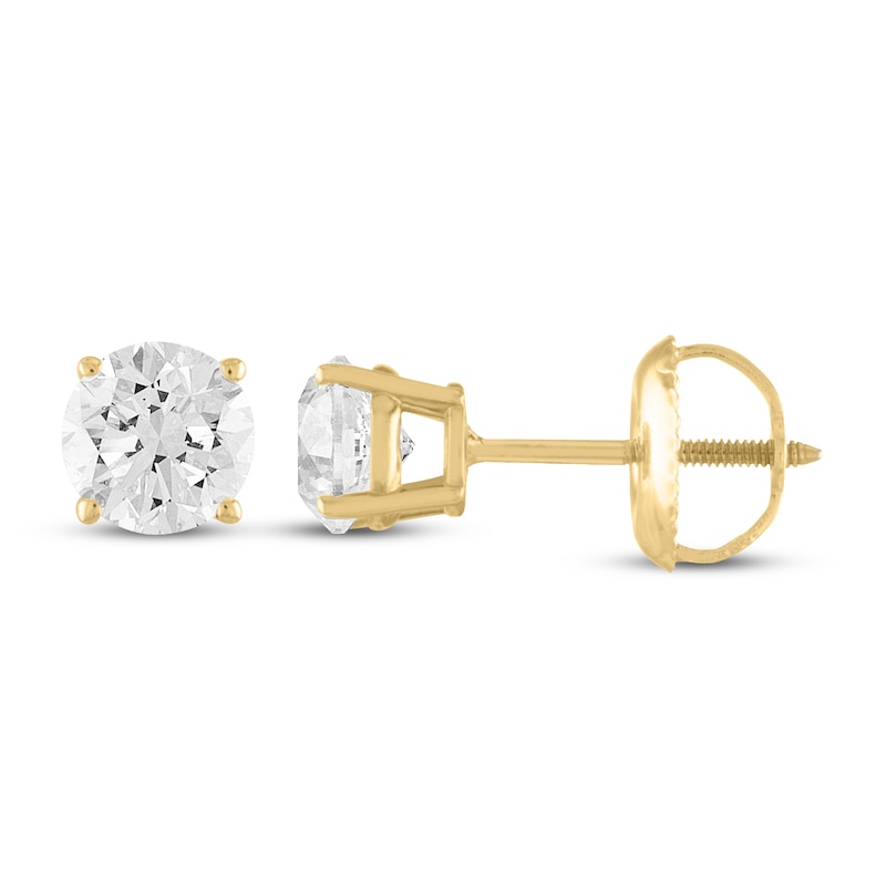 Certified Diamond Solitaire Earrings 1 ct tw 18K Yellow Gold