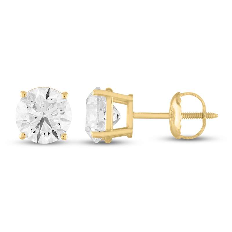 Certified Diamond Solitaire Earrings 2 ct tw 18K Yellow Gold (I/VS2)