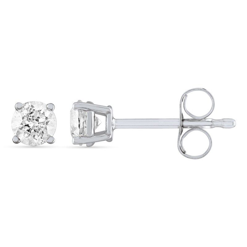 Diamond Solitaire Earrings 3/4 ct tw Round-cut 10K White Gold (J/I3)