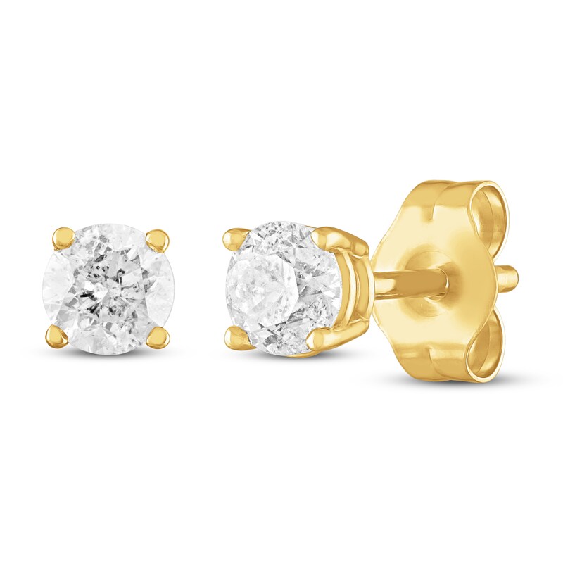 Diamond Solitaire Earrings 3/4 ct tw Round-cut 10K Yellow Gold (J/I3)