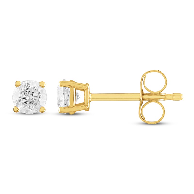 Diamond Solitaire Earrings 3/4 ct tw Round-cut 10K Yellow Gold (J/I3)