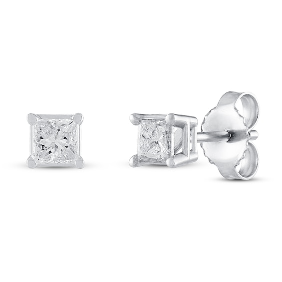 Diamond Solitaire Earrings 3/8 ct tw Princess-cut 10K White Gold (J/I3)