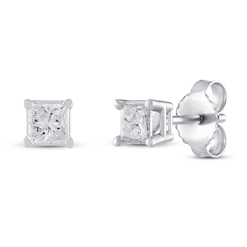 Diamond Solitaire Earrings 3/8 ct tw Princess-cut 10K White Gold (J/I3)