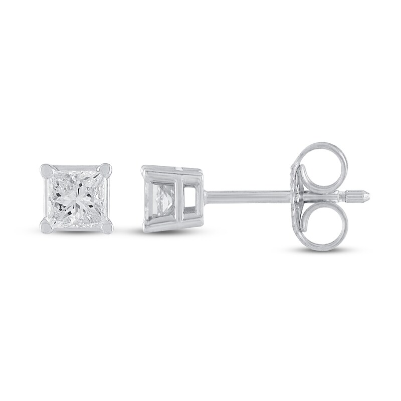 Main Image 2 of Diamond Solitaire Earrings 3/8 ct tw Princess-cut 10K White Gold (J/I3)