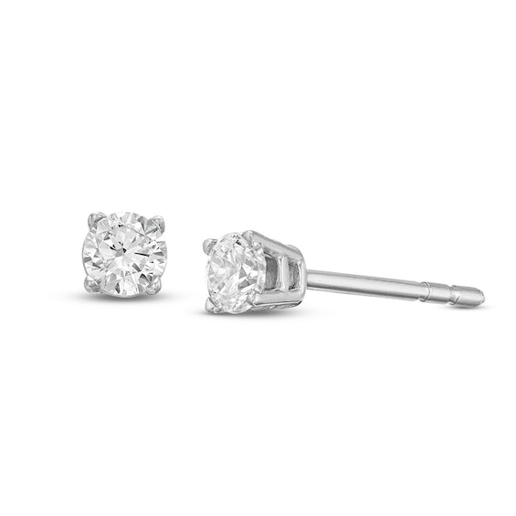 Diamond Solitaire Stud Earrings / ct tw Round-cut 14K White Gold (J/I3