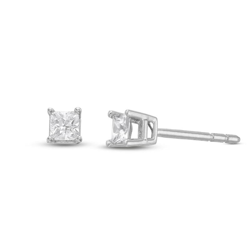 Main Image 1 of Diamond Solitaire Stud Earrings 1/5 ct tw Princess-cut 14K White Gold (J/I3)