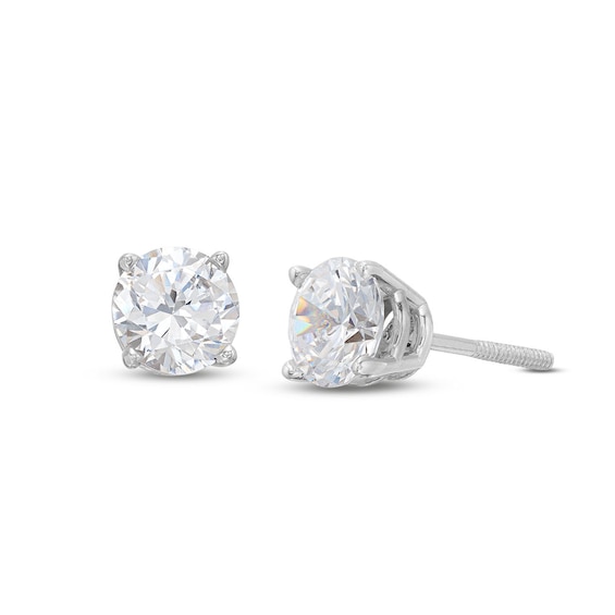 Diamond Solitaire Stud Earrings 1-1/5 ct tw Round-cut 14K White Gold (J/I3