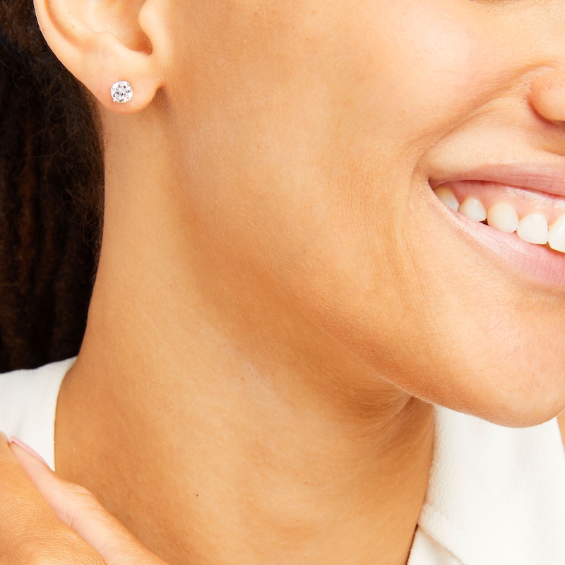 Main Image 2 of Diamond Solitaire Stud Earrings 1-1/5 ct tw Round-cut 14K White Gold (J/I3)