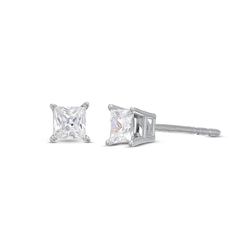 Main Image 1 of Diamond Solitaire Stud Earrings 3/8 ct tw Princess-cut 14K White Gold (J/I3)