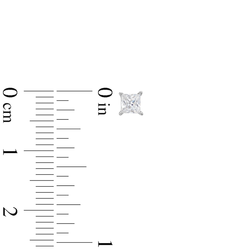 Main Image 3 of Diamond Solitaire Stud Earrings 3/8 ct tw Princess-cut 14K White Gold (J/I3)