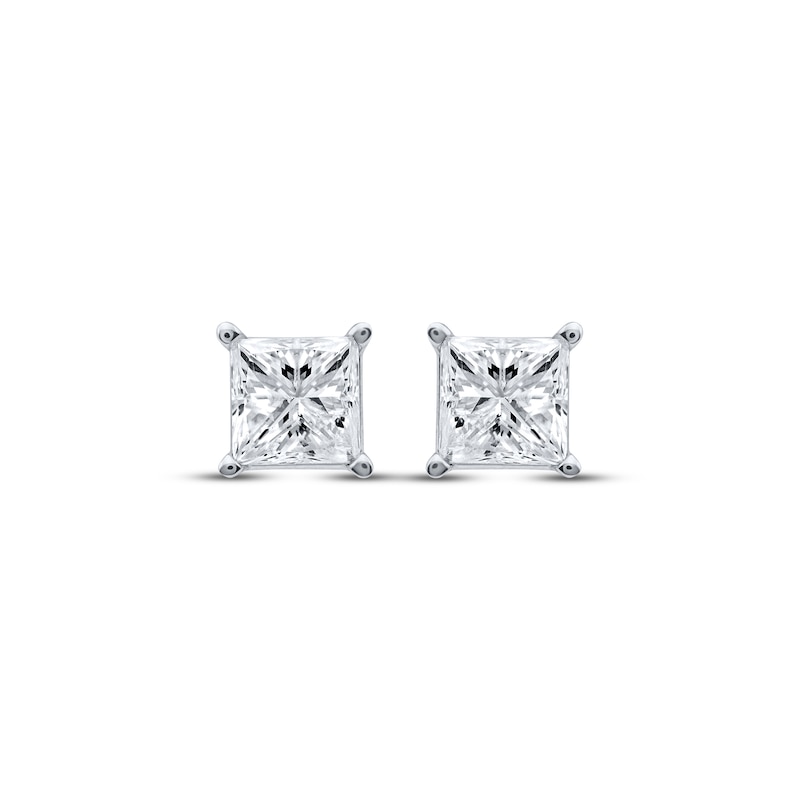 Diamond Solitaire Stud Earrings 1-1/5 ct tw Princess-cut 14K White Gold (J/I3)