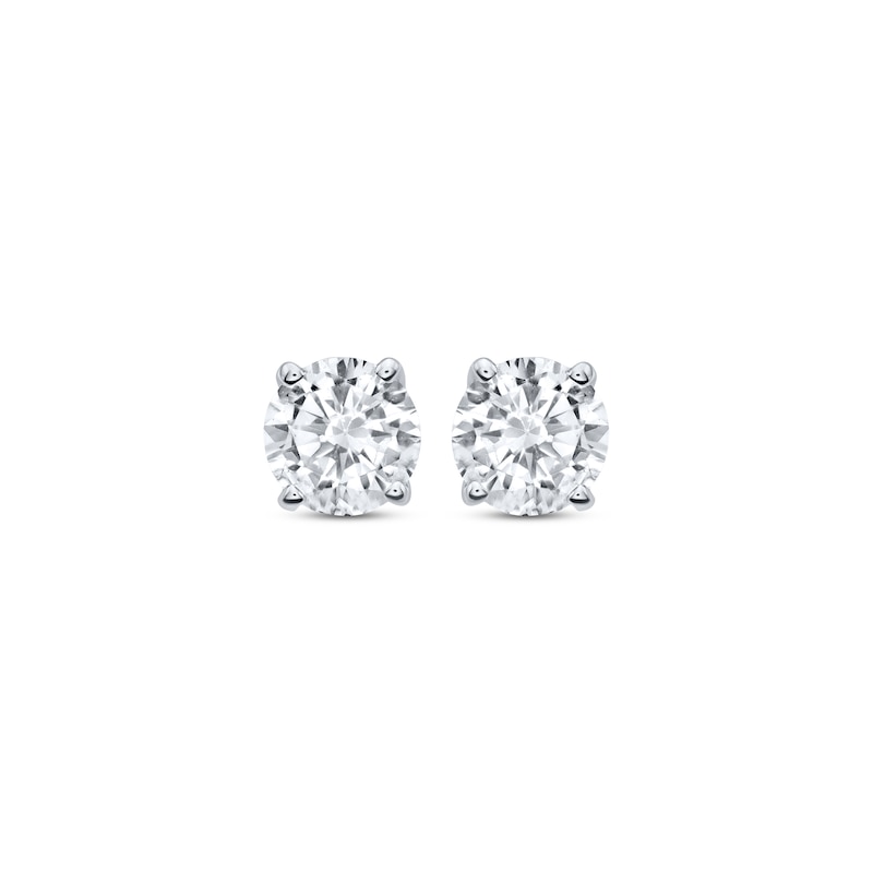 Main Image 2 of Diamond Solitaire Stud Earrings 7/8 ct tw Round-cut 14K White Gold (J/I3)